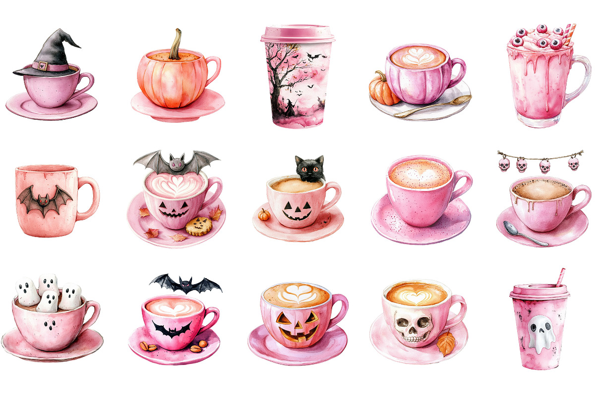 Pink Halloween Coffee Sublimation, an Illustration by Designking (Photo 2 of 5)
