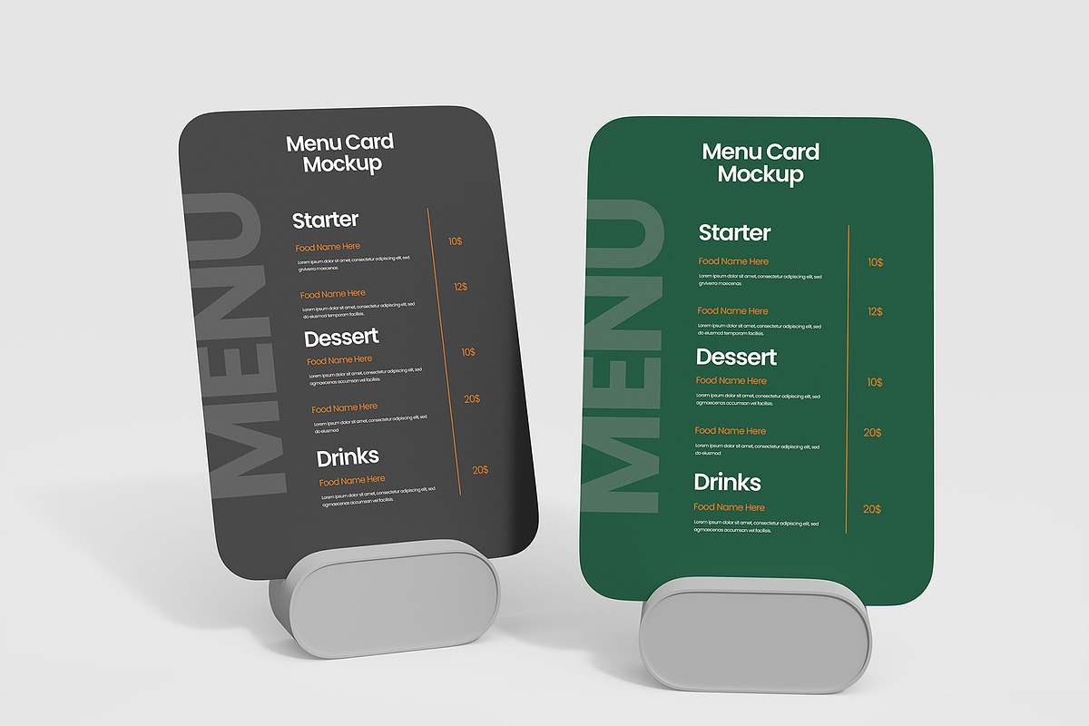 Restaurant Menu Card Mockup Set
