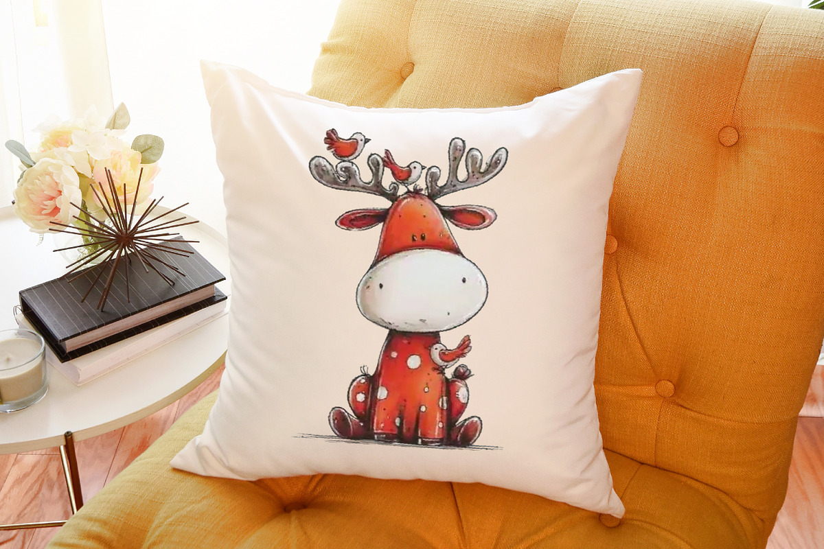 Quirky Funny Christmas Reindeer Clip, an Illustration by Sublimation Artist (Photo 6 of 6)