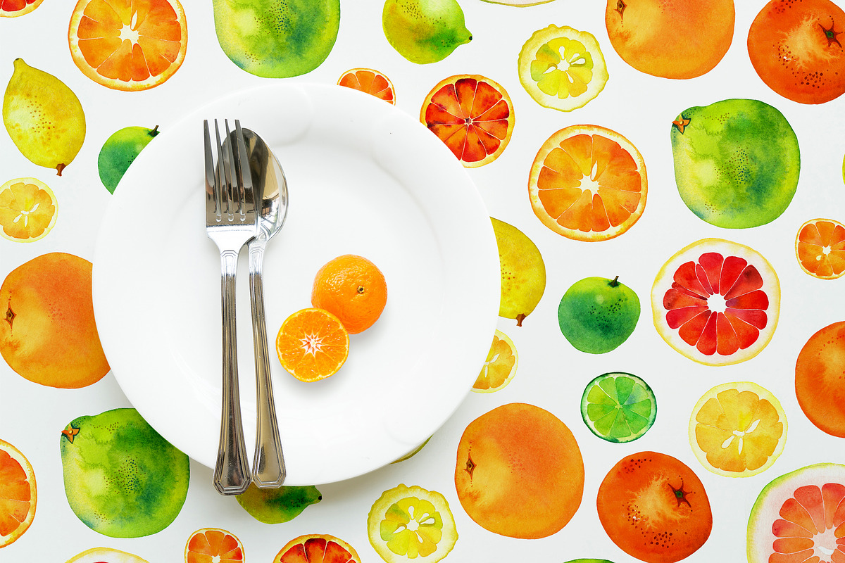Watercolor Citrus Clipart Collection, a Food Illustration by Olga Begak Art & Design (Photo 9 of 10)