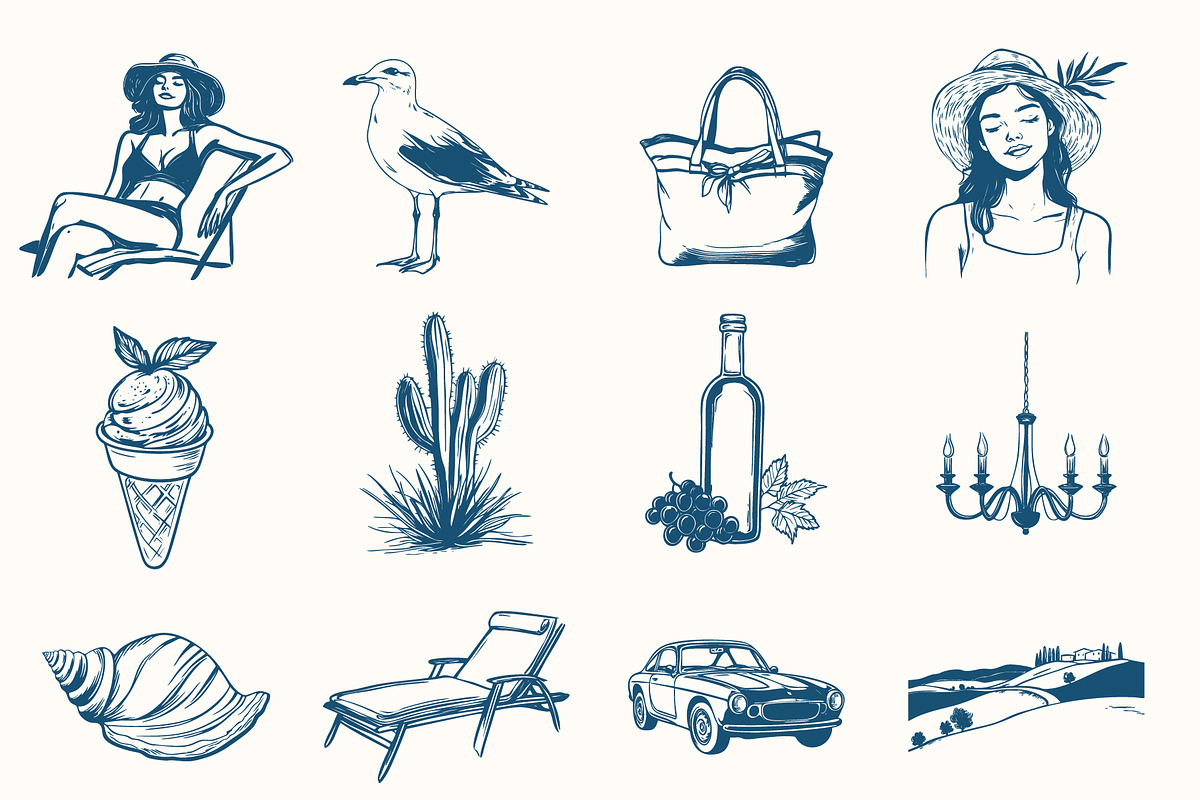La Dolce Vita Summer Illustrations, an Object Illustration by NatalieArtShop (Photo 13 of 17)