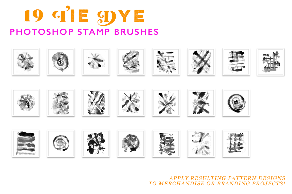 19 Tie Dye Photoshop Stamp Brushes, a Brush Add-On by CC CREATIVE CO (Photo 3 of 10)