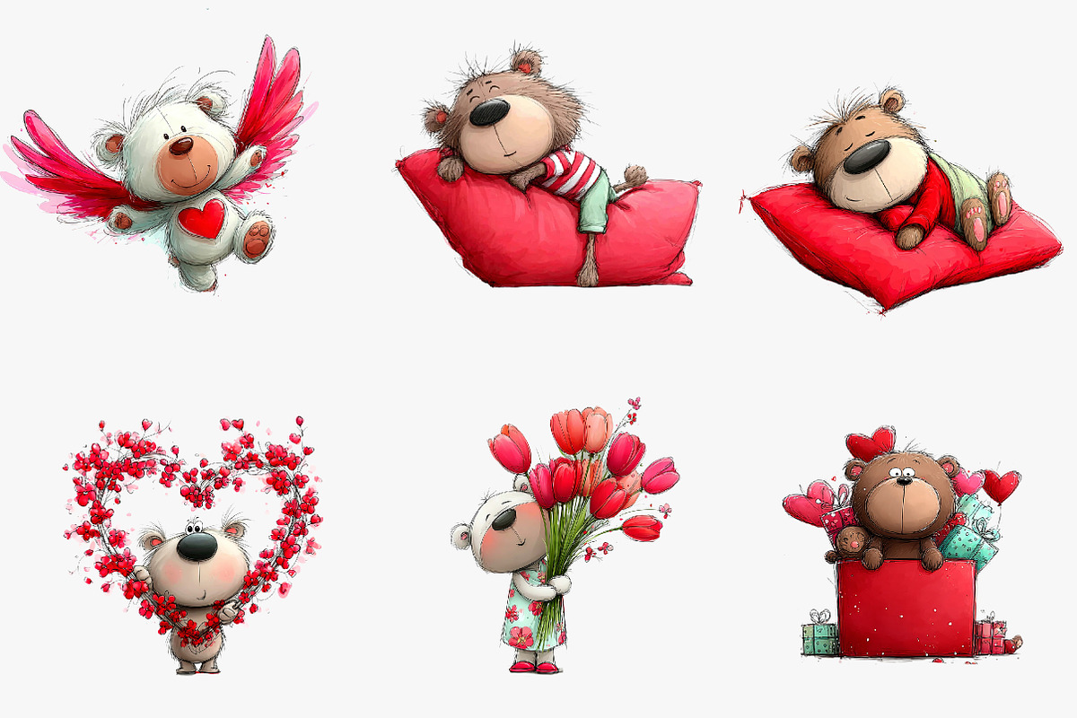 Valentines Teddy Bear Clipart, an Illustration by CreationArt (Photo 4 of 5)