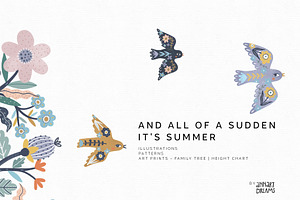 Summer mood. Family tree & Patterns, a Decorative Illustration by annartdreams
