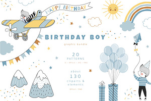 Birthday Boy Clipart & Pattern