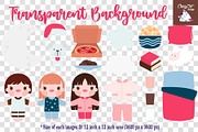 Pajamas Party Digital Clipart, a Person Illustration by Cozy Cat Design (Thumbnail 4 of 4)