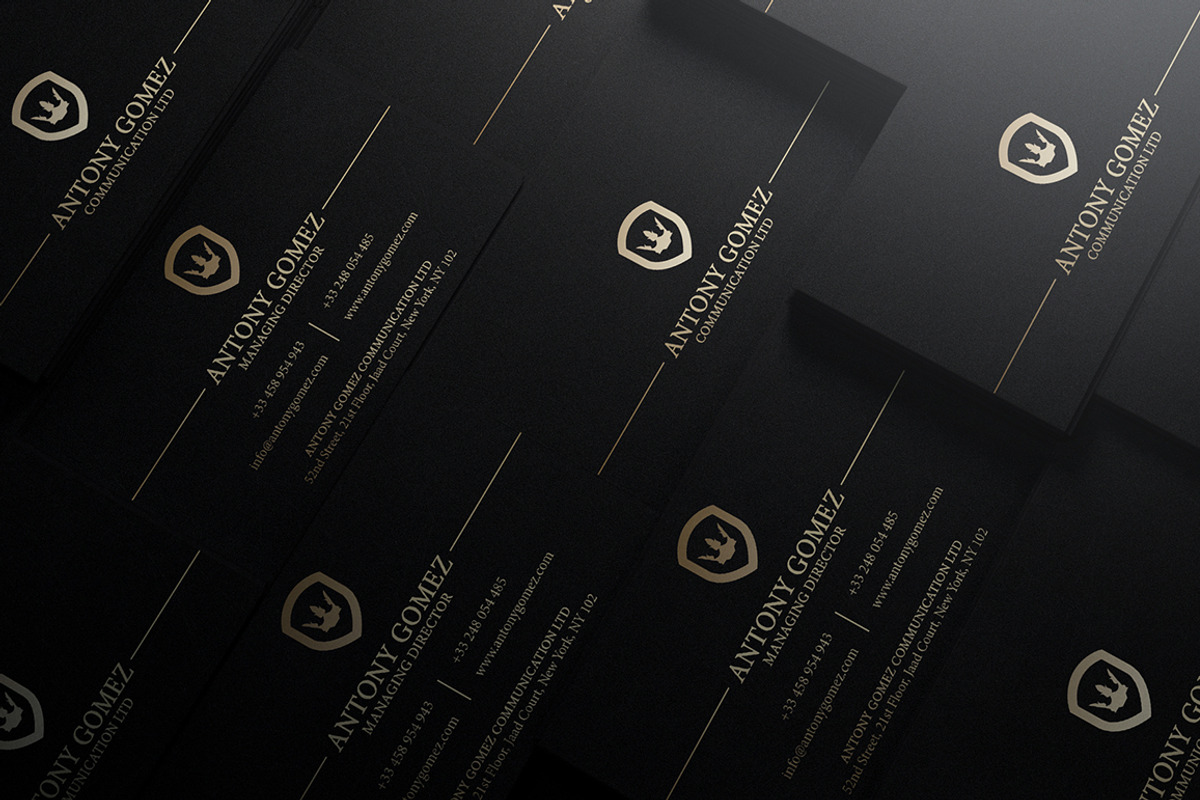 Simple Gold And Black Business Card, a Business Card Template by Marvel (Photo 2 of 6)
