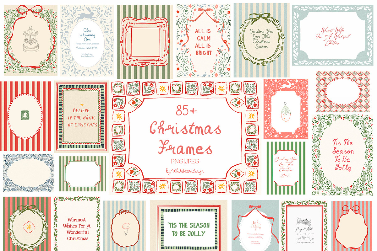 Christmas Frames Borders Templates, a Decorative Illustration by whiteheartdesign (Photo 1 of 24)