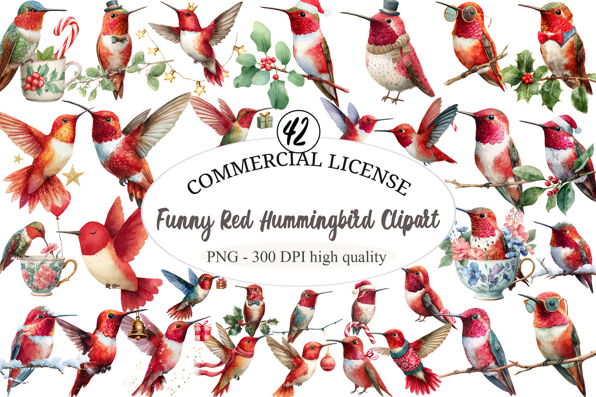 Funny Red Hummingbird Clipart, an Illustration by designcity5 (Photo 1 of 5)