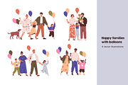 Happy families with balloons set, a Person Illustration by Good Studio (Thumbnail 1 of 6)