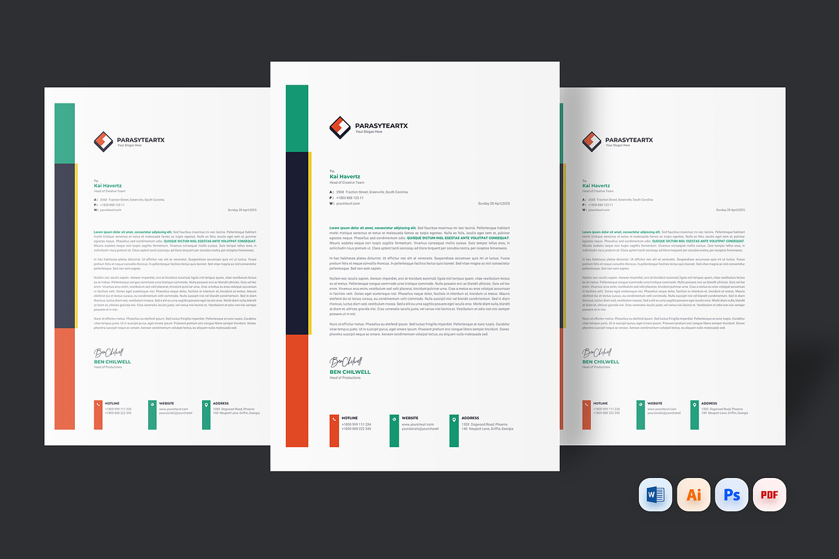 Modern Letterhead, a Stationery Template by iDoodle Studio (Photo 1 of 4)