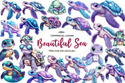 Beautiful Sea Turtles PNG Bundle, an Illustration by CreationArt (Thumbnail 1 of 5)