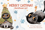 Merry Catsmas set, a Decorative Illustration by Kristina Crocus (Thumbnail 1 of 3)
