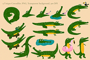 Summer Crocodile Patterns & ClipArt, an Animal Illustration by PenguinArtStudio (Thumbnail 4 of 12)