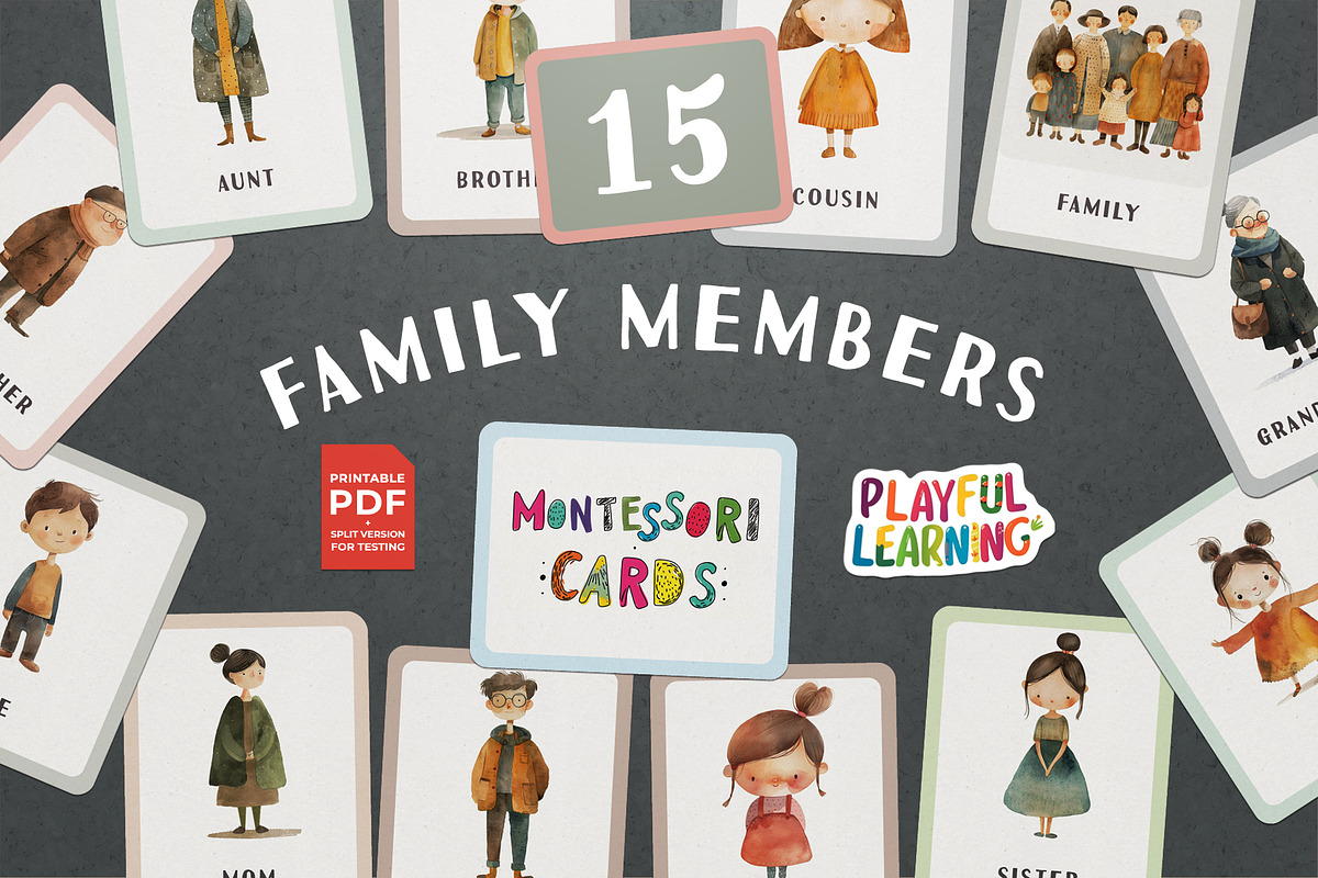 Family Members Montessori Cards, an Education Illustration by Pix Cafe (Photo 1 of 10)