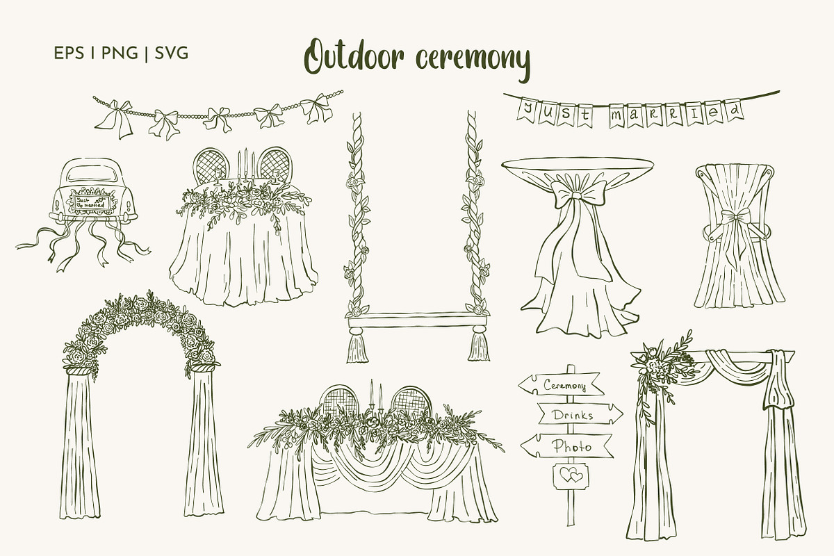 Coquette Ink Wedding Day Bundle, an Object Illustration by KathrineWatercolor (Photo 3 of 14)