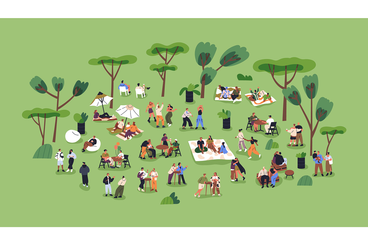 People relaxing in summer park, a Person Illustration by Good Studio (Photo 2 of 3)
