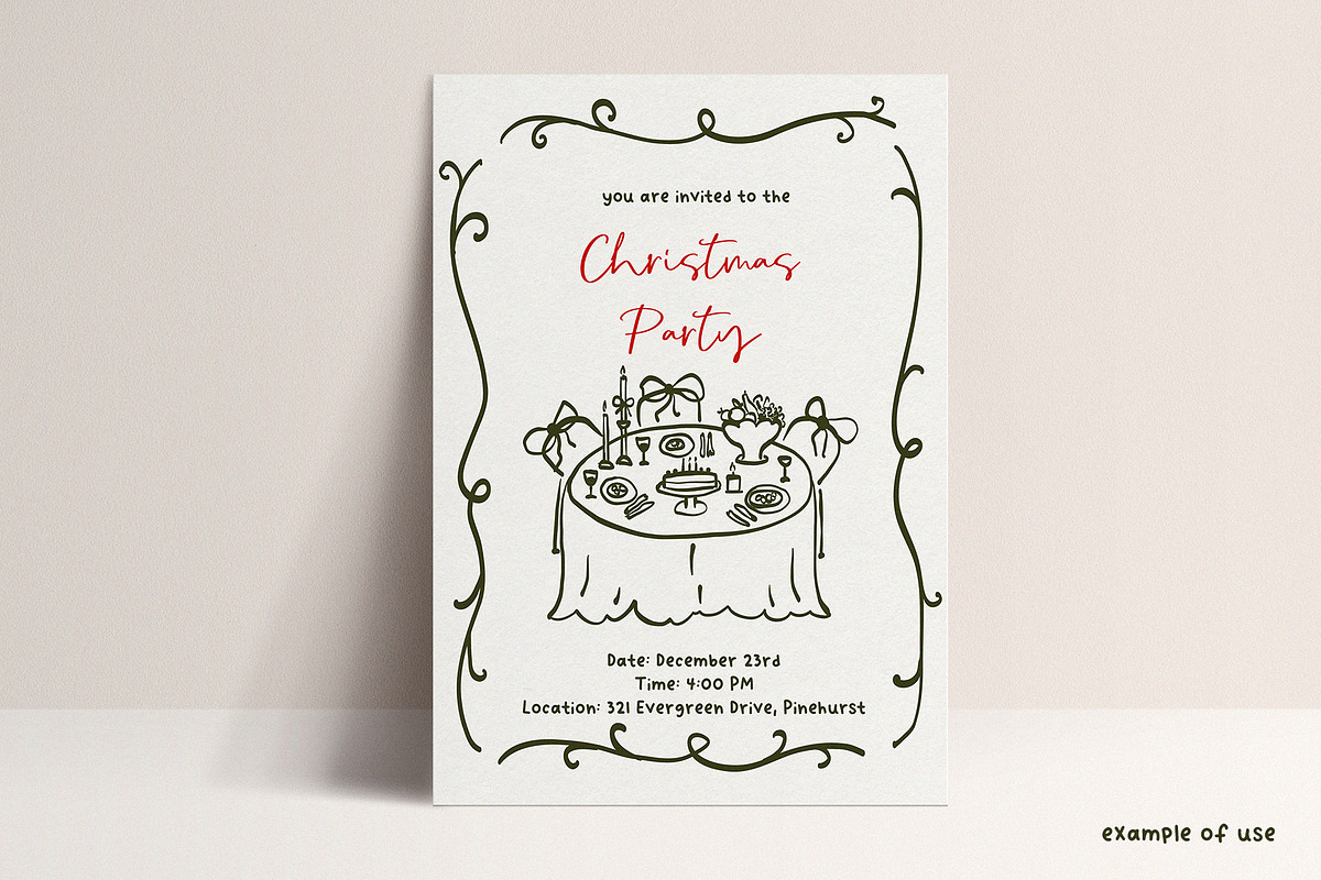 Coquette Christmas hand drawn set, a Seasonal Illustration by Madiwaso (Photo 7 of 14)