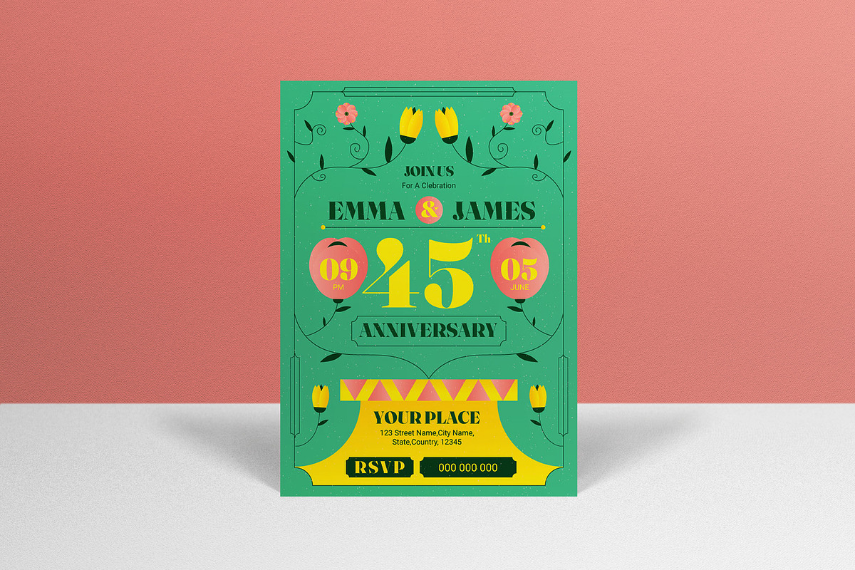 Art deco Anniversary Invitation, an Invitation Template by graphicook (Photo 1 of 3)