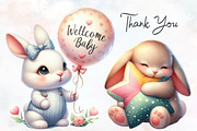 Bunny Baby Nursery Watercolor PNG, a Seasonal Illustration by RobertsArt (Thumbnail 8 of 8)