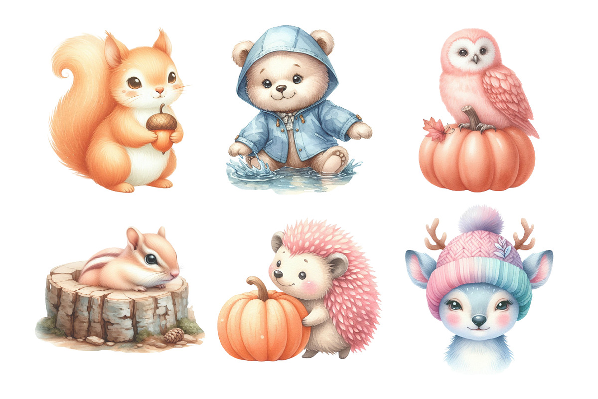 Autumn Clipart, Cute Animals, an Illustration by Daily.Designs (Photo 2 of 5)