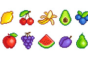 Pixel fruits. Pixelated icons fruit, a Food Illustration by LadadikArt (Thumbnail 2 of 3)