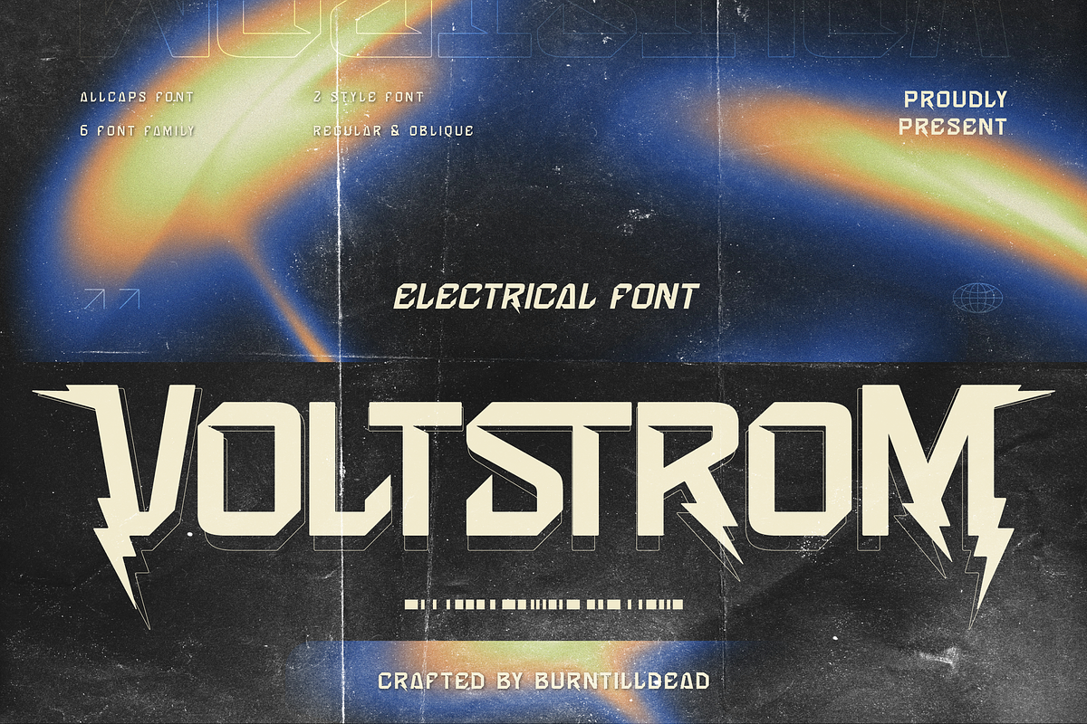 Voltstrom, a Sans Serif Font by Burntilldead (Photo 1 of 12)