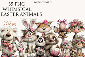 Whimsical Easter Animals clipart, an Illustration by Designworld