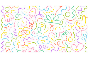 Colorful abstract doodles featuring, an Illustration by Ilia Design