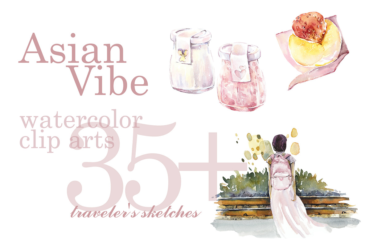 Watercolor Asian Vibe, an Object Illustration by Budogoshch (Photo 1 of 8)