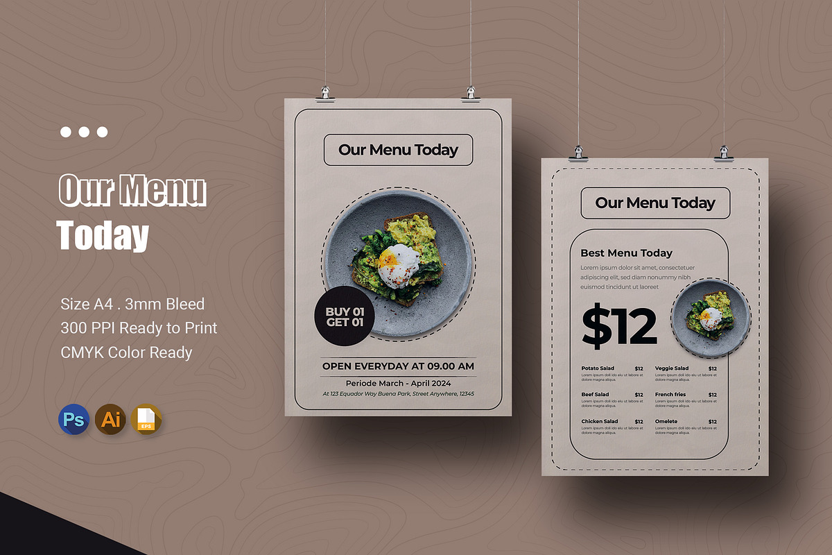 Our Menu Today, a Print Template by Esensifiksi.studio (Photo 1 of 2)