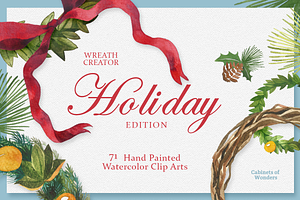 Christmas Wreath Watercolor Clipart
