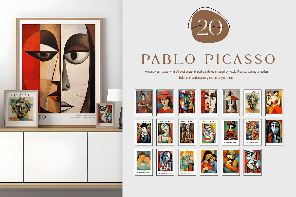 Art Print Poster Inspired by Picasso, a Decorative Illustration by Vibrand Studio (Photo 2 of 14)