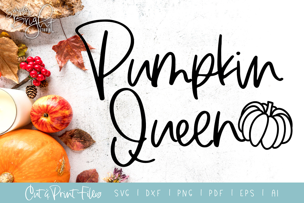 Pumpkin Queen Cut/Print Files, an Illustration by Simply Bright Studio