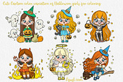 Cute cartoon Halloween girls, an Illustration by Azuzlikus (Thumbnail 3 of 4)