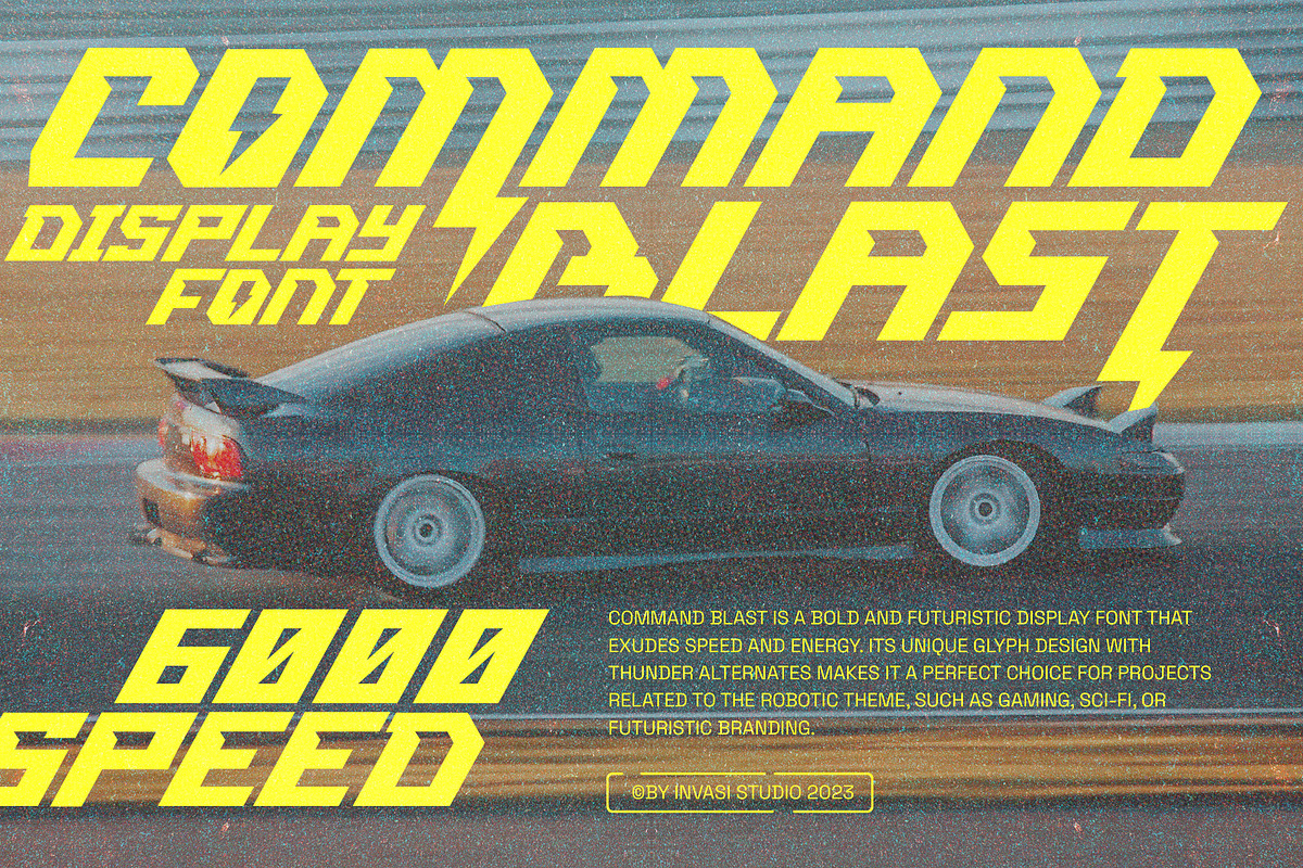 Command Blast - Speed Display Font, a Sans Serif Font by Invasi Studio (Photo 1 of 10)