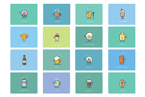 Cartoon food flat icons 