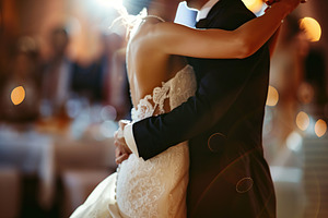 Newlyweds dancing the first dance at wedding day, a Person Photo by AlyaAnd