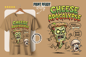 Cute Monster Zombie Pizza Slice PNG