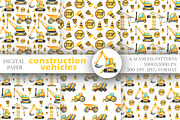 Construction vehicles watercolor set, a Transportation Illustration by SabinaWatercolorArt (Thumbnail 4 of 20)