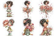 Quirky Girl With Flowers Clipart Bun, an Illustration by DreamPrint404 (Thumbnail 2 of 7)