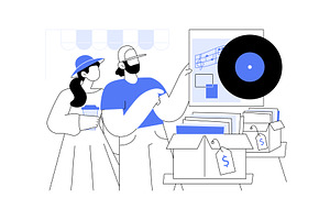 Vinyl market isolated cartoon vector, a Person Illustration by Visual Generation