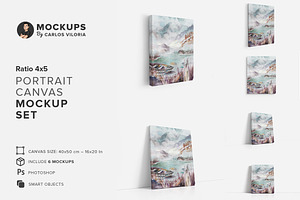 Canvas Ratio 4x5 Mockup Set, a Print Template by Mockups by Carlos Viloria