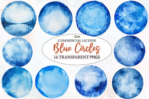 Blue Watercolor Circles Clipart, an Illustration by Designworld
