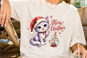 Cute Christmas Kitty Santa Hat PNG, a Seasonal Illustration by Creative Art (Thumbnail 2 of 3)