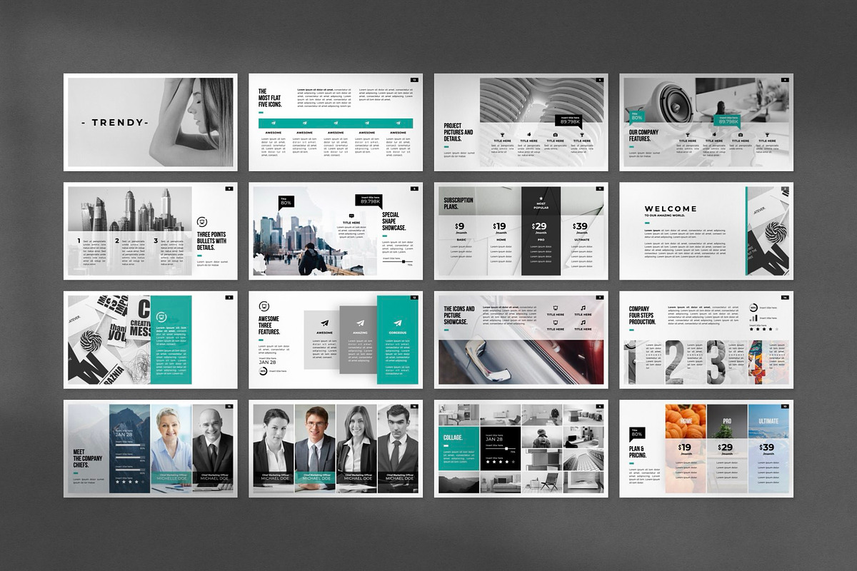 Trendy PowerPoint Template, a Presentation Template by Creathrive Design (Photo 4 of 7)
