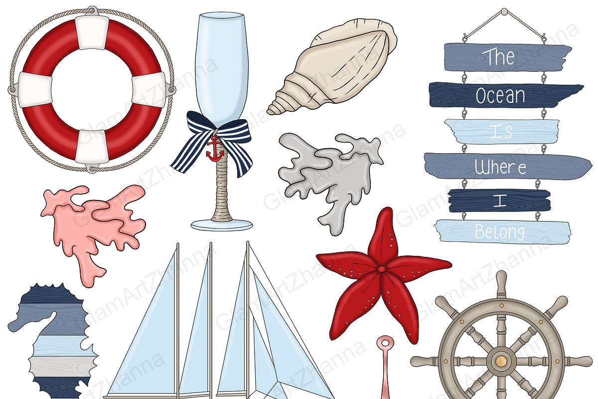 Nautical Clipart, a Transportation Illustration by GlamArtZhanna (Photo 4 of 5)