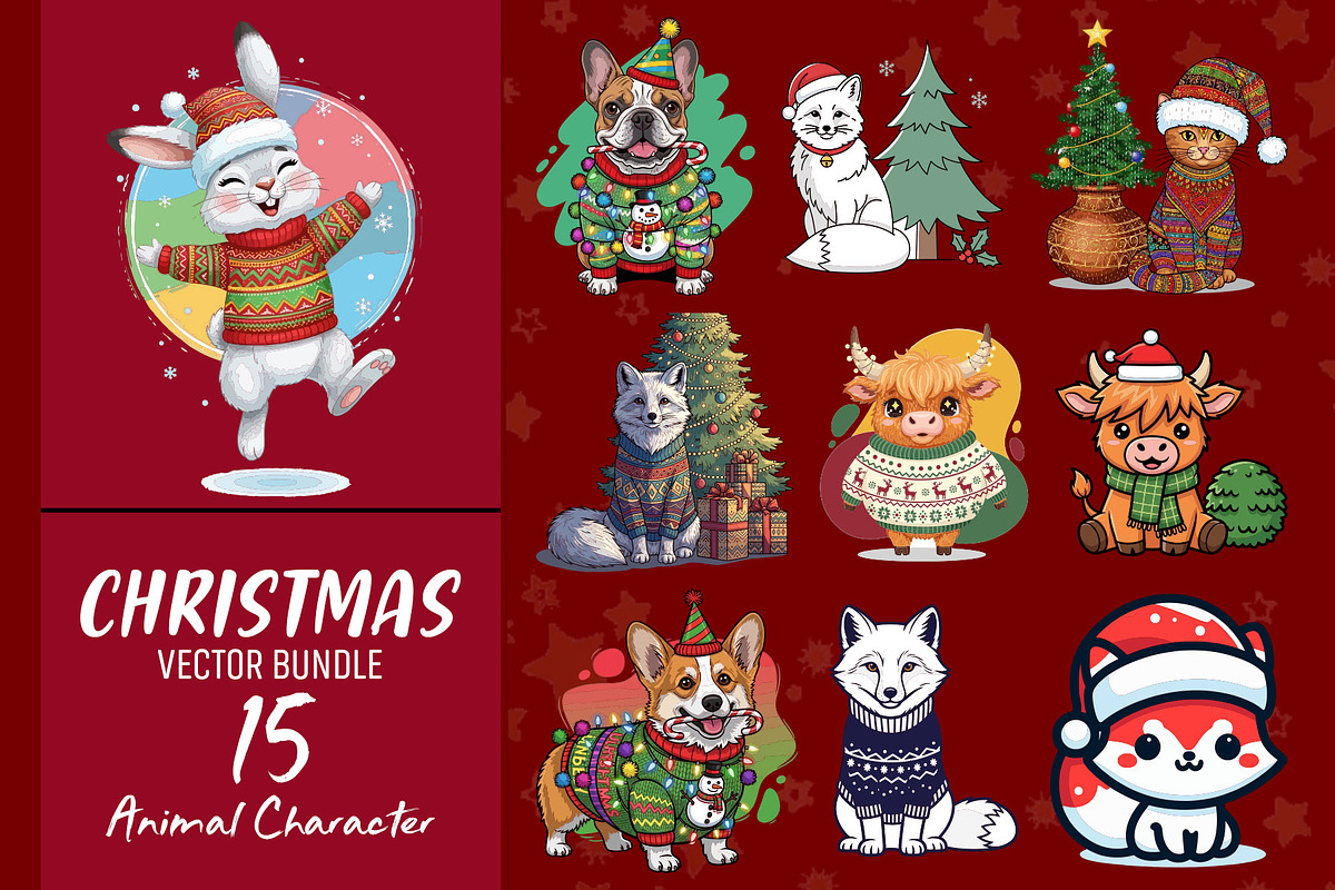 Festive christmas cute animals, a Graphic by Sofia's Fashion