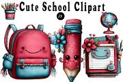 Cute School Clipart, a Seasonal Illustration by CreationArt (Thumbnail 1 of 5)