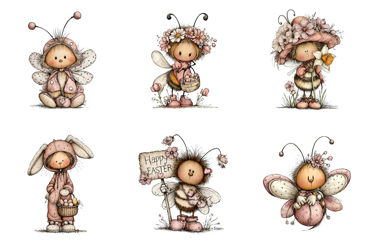 Whimsical Easter Bee clipart, an Illustration by CreationArt (Photo 5 of 6)